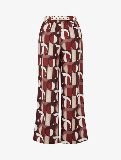 Pantalon ample à imprimé rétro - Rouge brique - 2