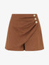 Short style jupe en suédine à effet drapé - Camel - 1