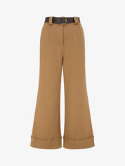 Pantalon taille haute à revers - Camel - 1