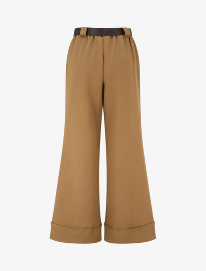 Pantalon taille haute à revers - Camel - 2