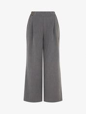 Pantalon ample à taille haute à boutons - Gris - 1