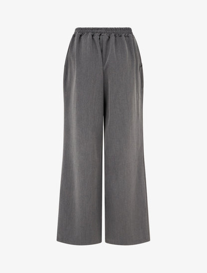 Pantalon ample à taille haute à boutons - Gris - 2