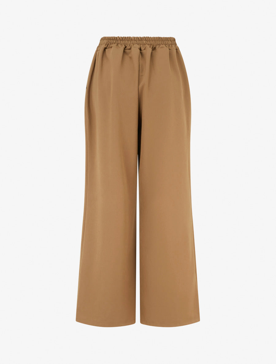 Pantalon ample à taille haute à boutons - Camel - 2