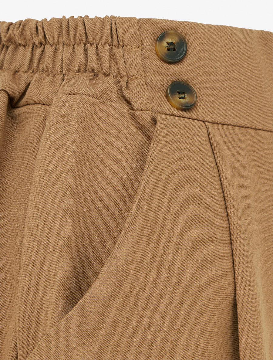 Pantalon ample à taille haute à boutons - Camel - 3