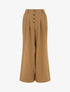 Pantalon ample à taille haute élastiquée et boutonnée - Camel - 1