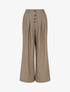 Pantalon ample à taille haute élastiquée et boutonnée - Taupe - 1