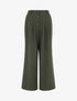 Pantalon ample à taille haute élastiquée et boutonnée - Kaki - 1