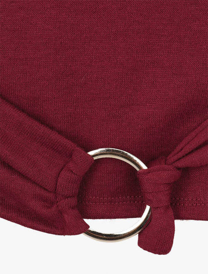 Pull fin avec pans à nouer - Bordeaux - 3