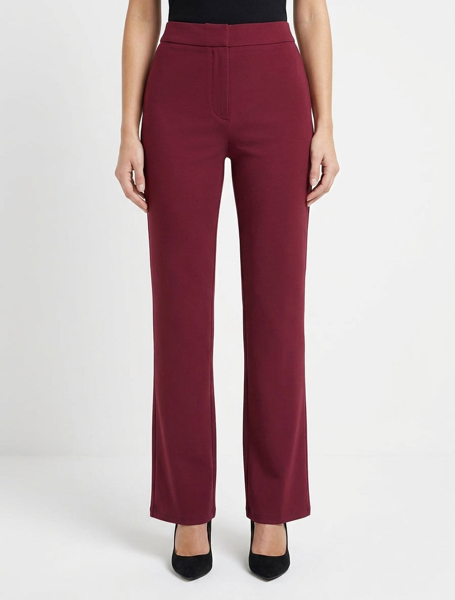 Pantalon uni coupe droite - Bordeaux