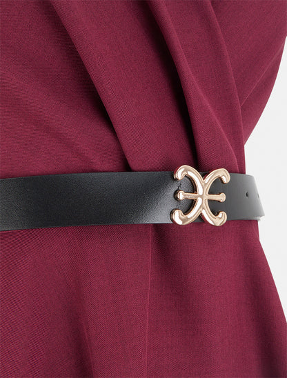 Robe patineuse sans manches à col cache-coeur - Lie de vin - 3