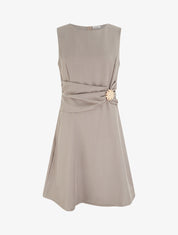 Robe sans manches à empiècement bijou - Taupe - 1