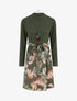 Robe bimatière à imprimé feuillage stylisé - Kaki - 1
