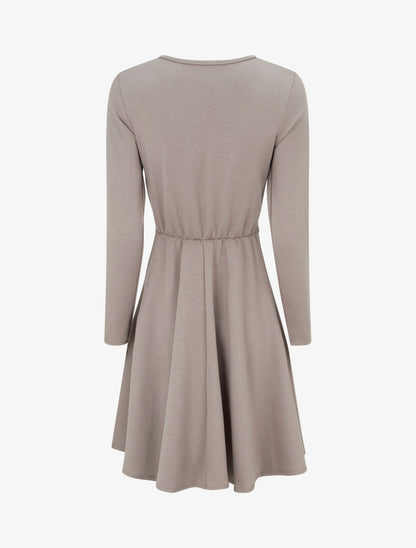 Robe patineuse à taille effet croisé - Taupe - 2