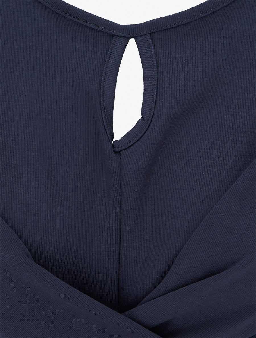 Robe patineuse à taille effet croisé - Marine - 3