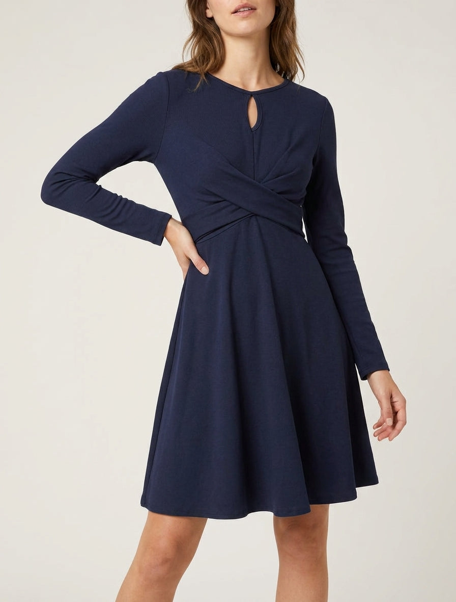 Robe patineuse à taille effet croisé - Marine