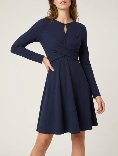 Robe patineuse à taille effet croisé - Marine