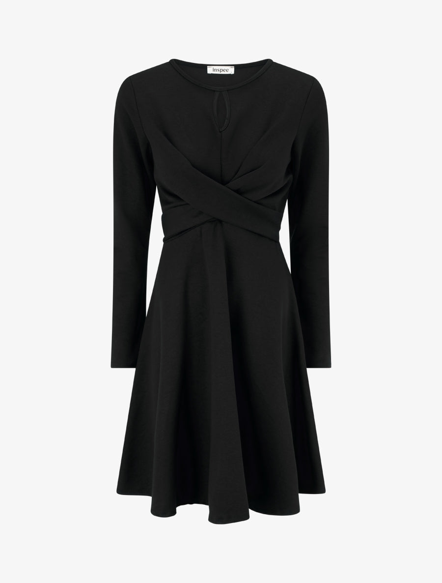 Robe patineuse à taille effet croisé - Noir - 1