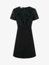 Robe droite à buste volanté en dentelle - Noir - 1