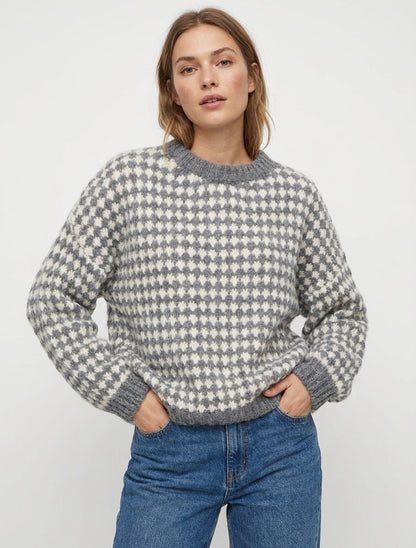 Pull ample en mohair mélangé à motif style écaille - Gris