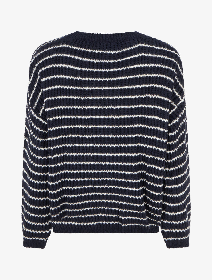 Pull mohair inscription LOVE à rayures - Marine - 2