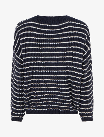 Pull mohair inscription LOVE à rayures - Marine - 2