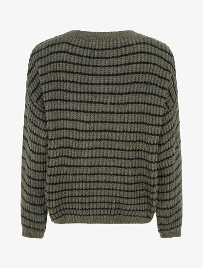 Pull mohair inscription LOVE à rayures - Kaki - 2
