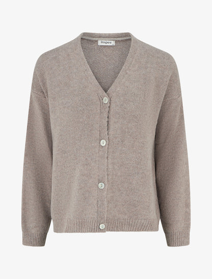 Gilet mohair ample à col V - Taupe - 1