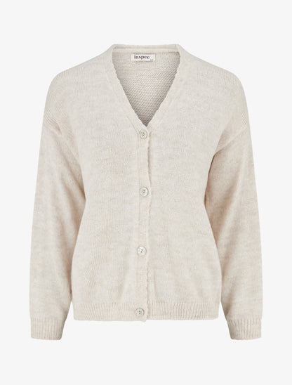 Gilet mohair ample à col V - Écru - 1