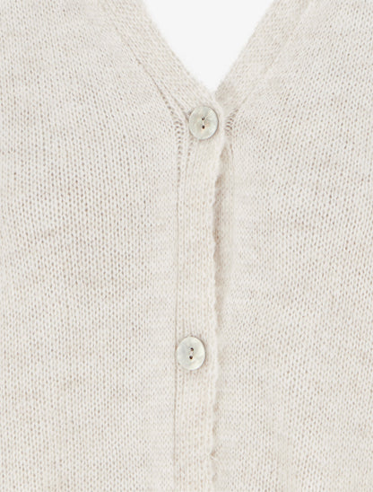 Gilet mohair ample à col V - Écru - 3