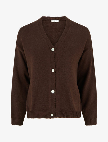 Gilet mohair ample à col V - Marron - 1