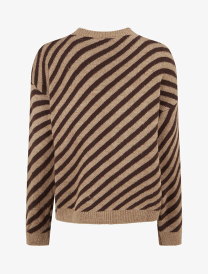 Pull mohair à rayures diagonales - Beige - 2