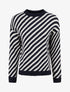 Pull mohair à rayures diagonales - Marine - 1
