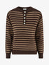Pull rayé ample col boutonné - Marron - 1