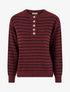 Pull rayé ample col boutonné - Bordeaux - 1