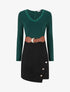Robe droite bicolore - Vert sapin - 1