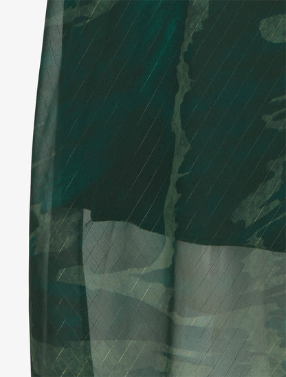 Jupe longue droite voile irisé imprimé abstrait - Vert foncé - 3