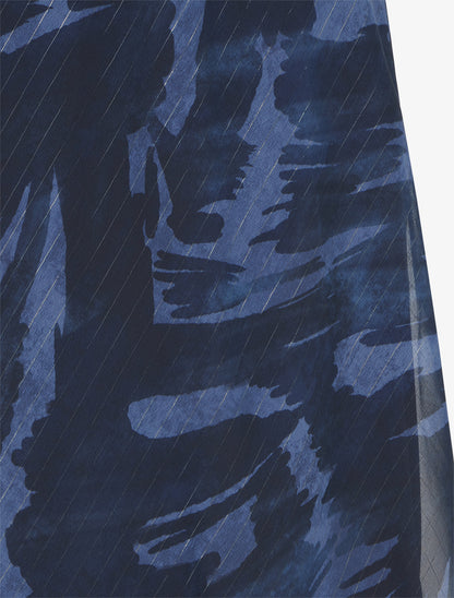 Jupe longue droite voile irisé imprimé abstrait - Marine - 3