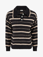 Pull en maille rayé - Noir - 1