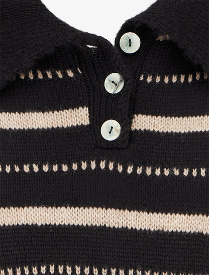 Pull en maille rayé - Noir - 3
