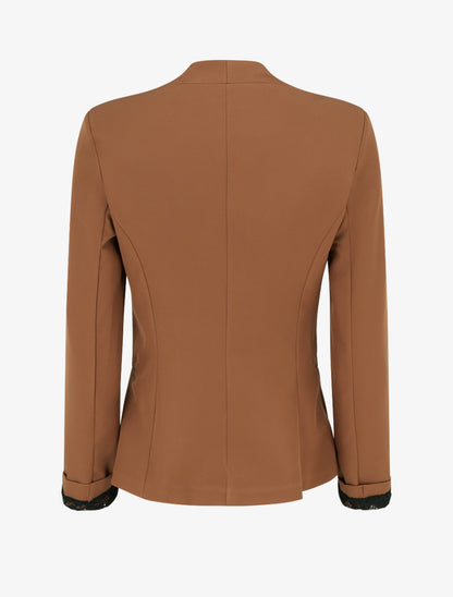 Veste droite unie à épaulettes - Camel - 2