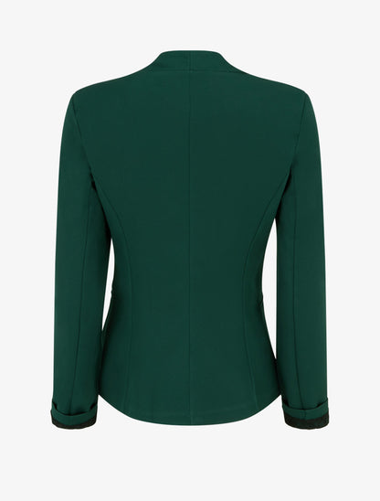 Veste droite unie à épaulettes - Vert foncé - 2