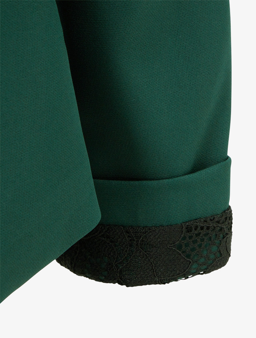 Veste droite unie à épaulettes - Vert foncé - 3