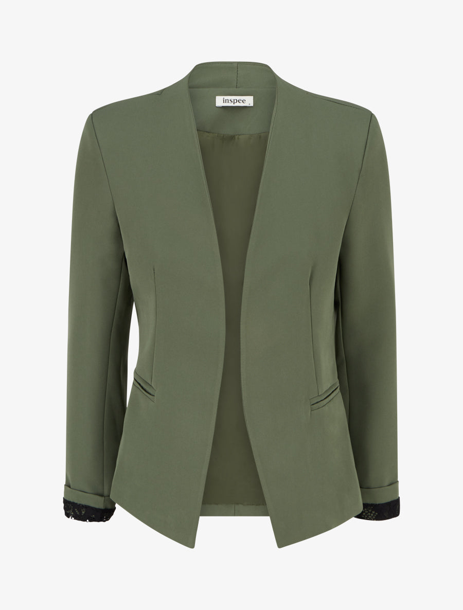 Veste droite unie à épaulettes - Kaki - 1