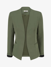 Veste droite unie à épaulettes - Kaki - 1