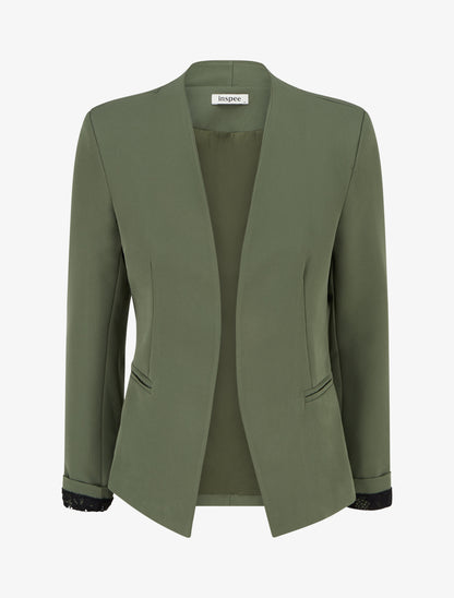 Veste droite unie à épaulettes - Kaki - 1