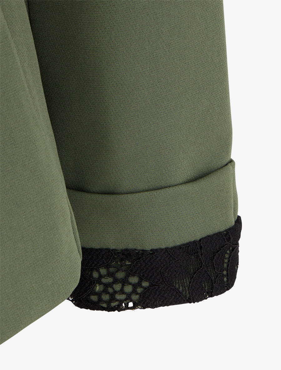 Veste droite unie à épaulettes - Kaki - 3