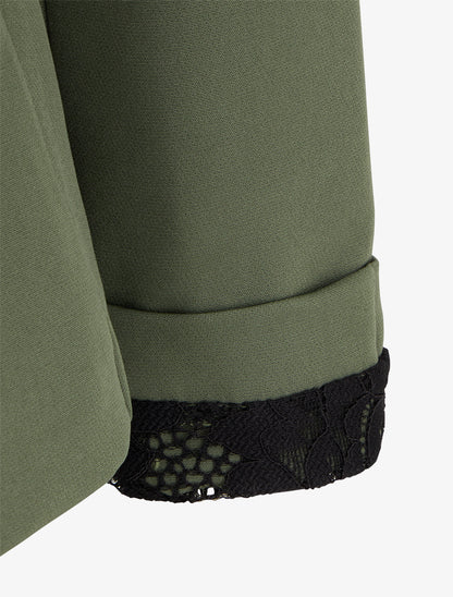 Veste droite unie à épaulettes - Kaki - 3