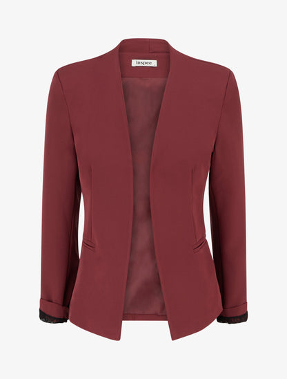Veste droite unie à épaulettes - Bordeaux - 1