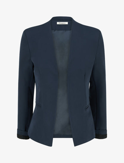 Veste droite unie à épaulettes - Marine - 1
