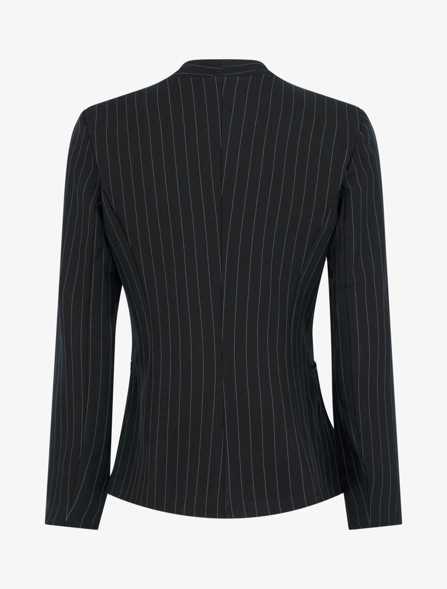 Blazer rayé à col droit - Noir - 2